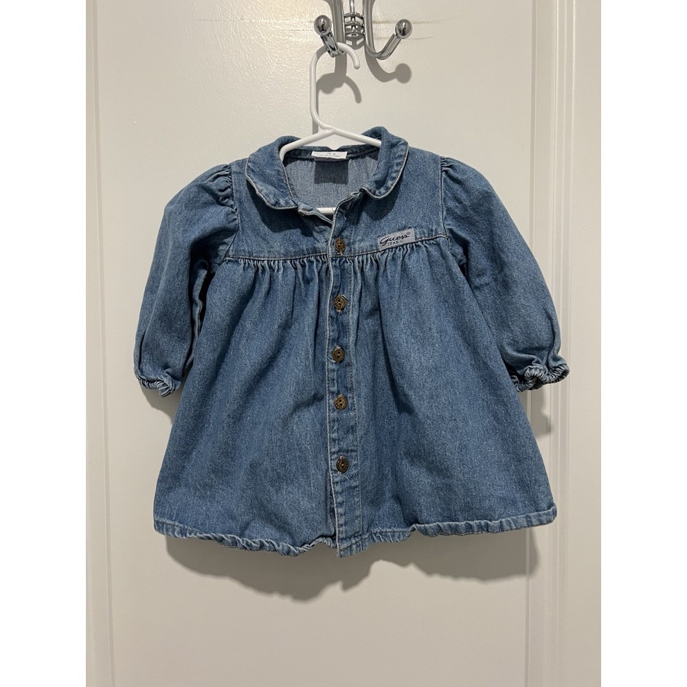 Vintage 90s Baby Guess Dress 12M Western Americana Babycore Denim‎ Dress